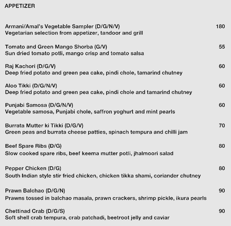 amal resturant menu