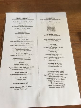 Baker & Spice resturant menu