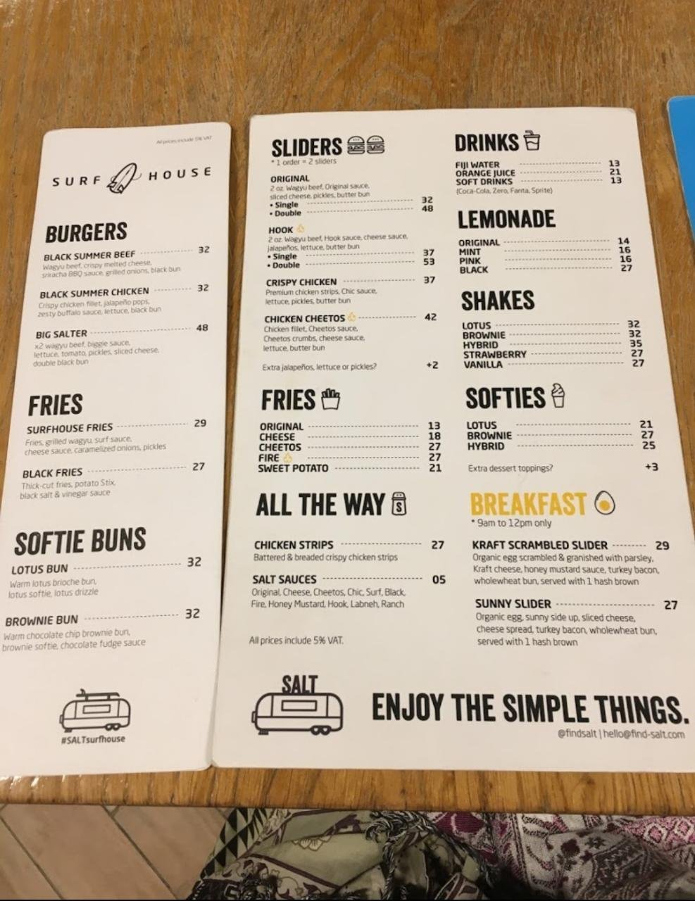 SALT - La Mer resturant menu