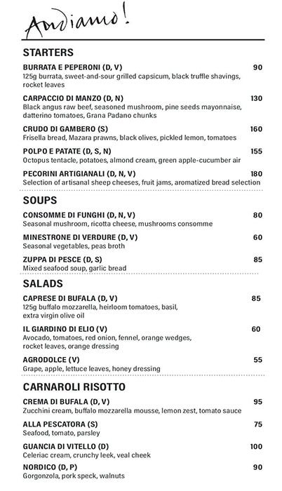Andiamo resturant menu