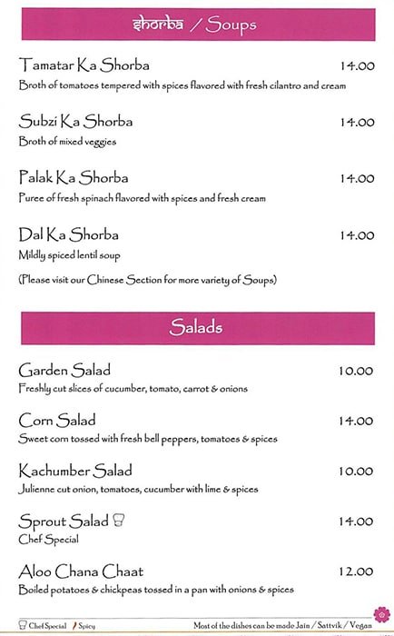 Sai Dham Vegetarian Restaurant menu