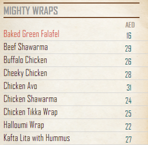 manwasha resturant menu