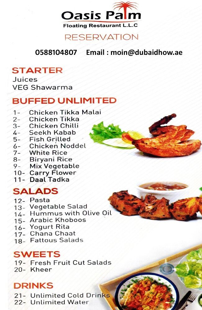 Dhow Cruise CreekMenu