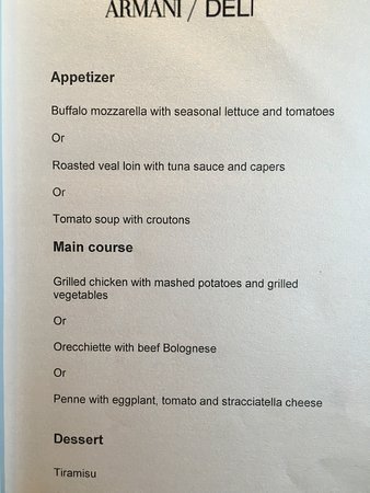 Armani-Deli menu