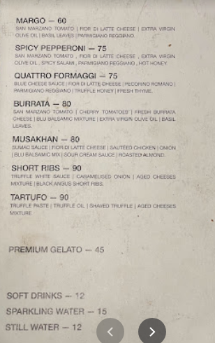 منيو مطعم Blu Pizzeriá دبي