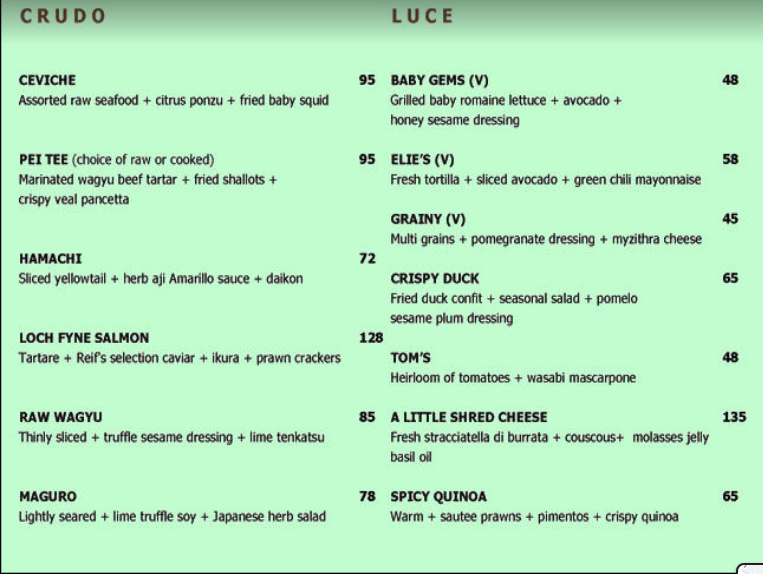 منيو PLAY Restaurant & Lounge دبي